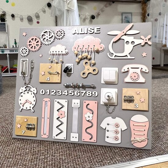 Liels aktivitāšu dēlis- Roza/Balts- 60x70 cm